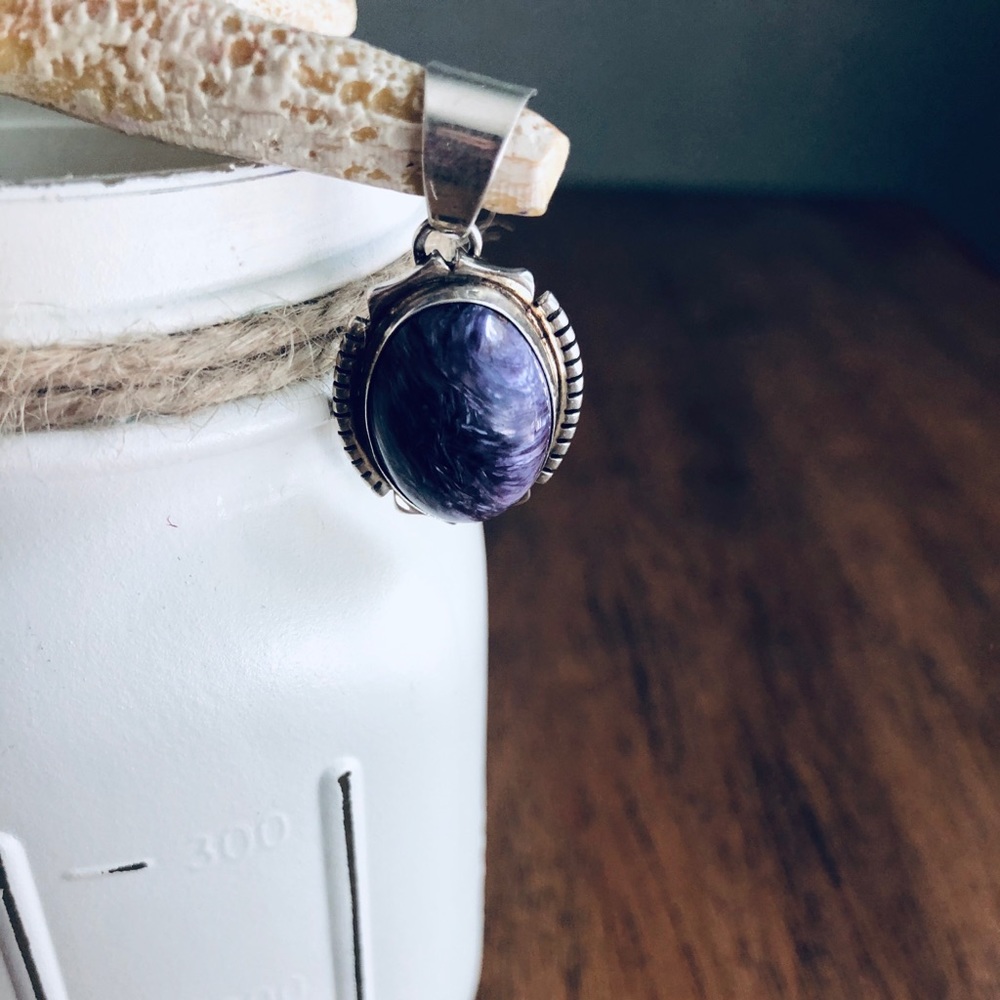 Amethyst stone pendant sterling silver